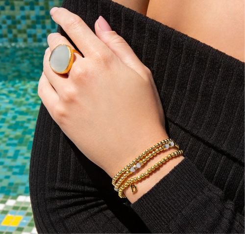 4mm Gold Ball Bracelet- Initial