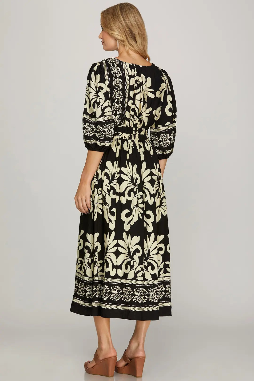 Black V Neck Woven Dress