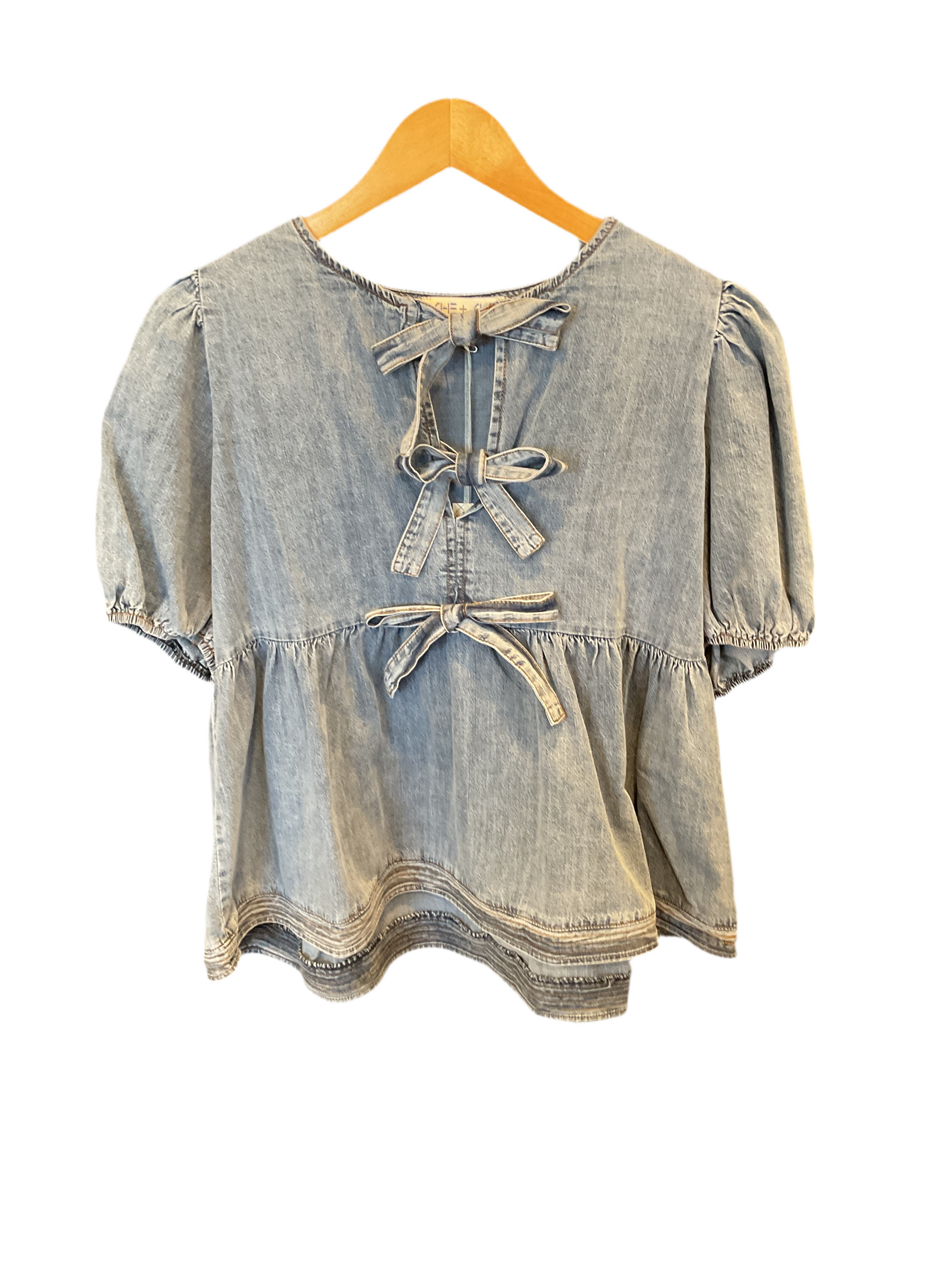 Puff Sleeve Denim Blouse