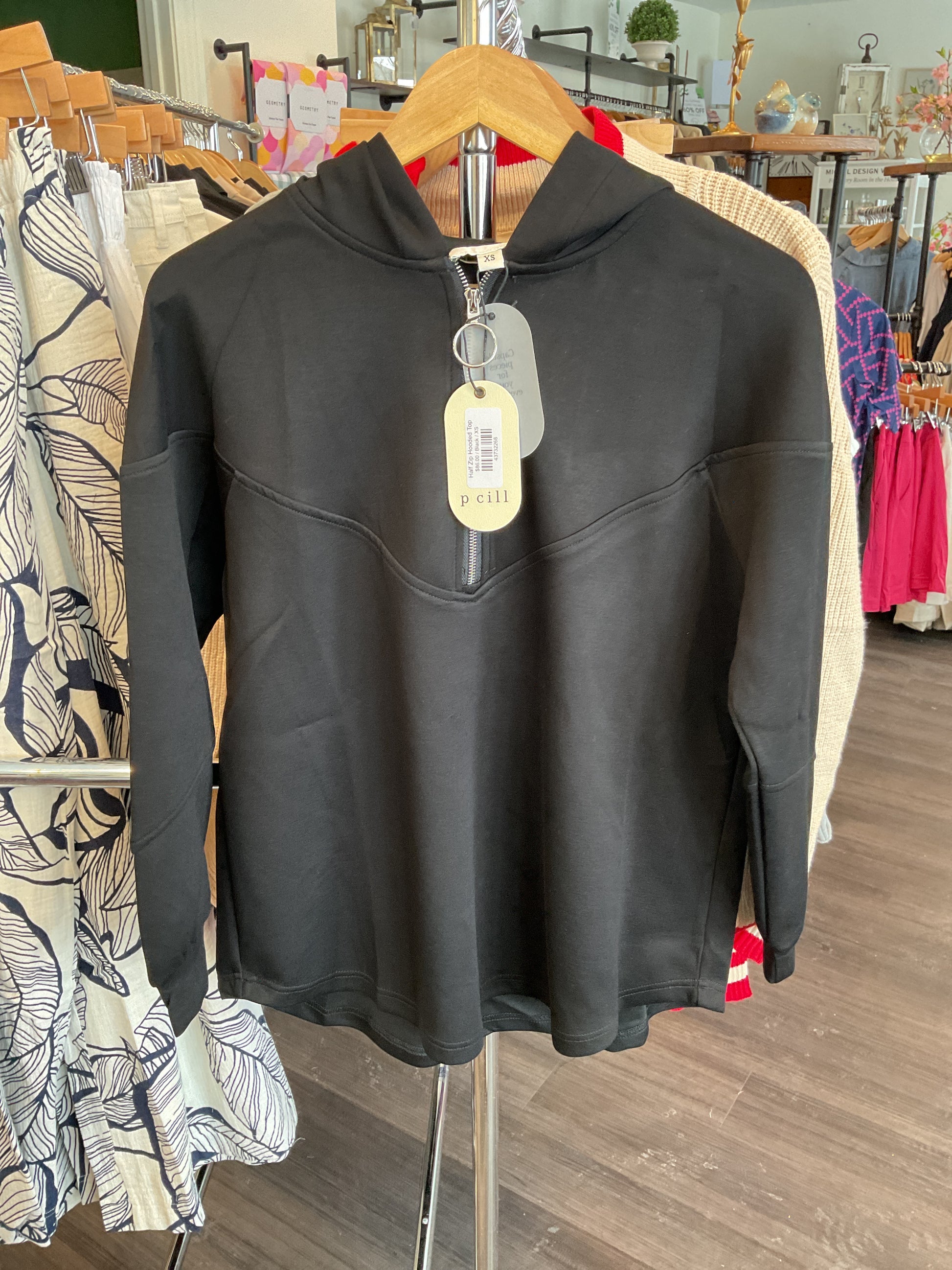 Half Zip Hooded Top