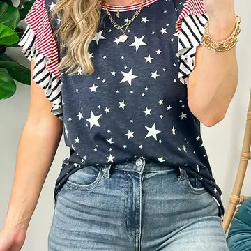 Stars & Stripes Ruffle Sleeve