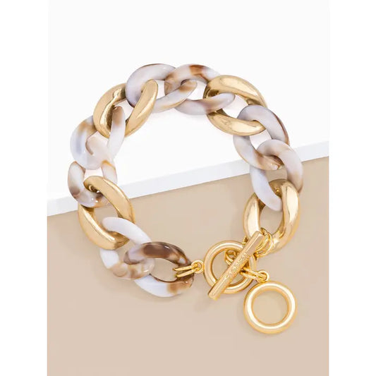 Marble Beige Mixed Curb Chain Bracelet