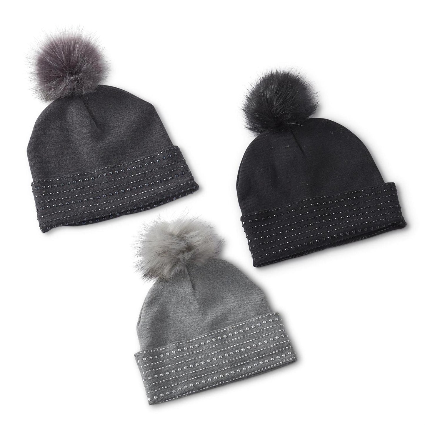 Pom Pom Rhinestone Hats