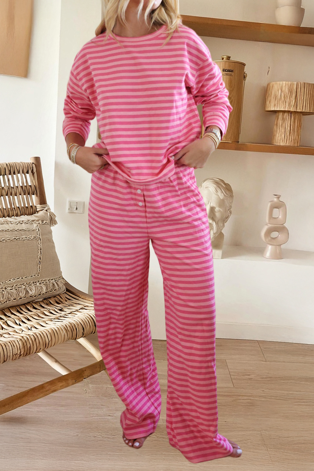 Lounge Set- Rose Stripe