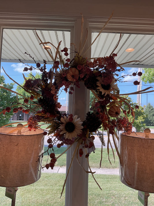 20” sunflower/pumpkin wreath