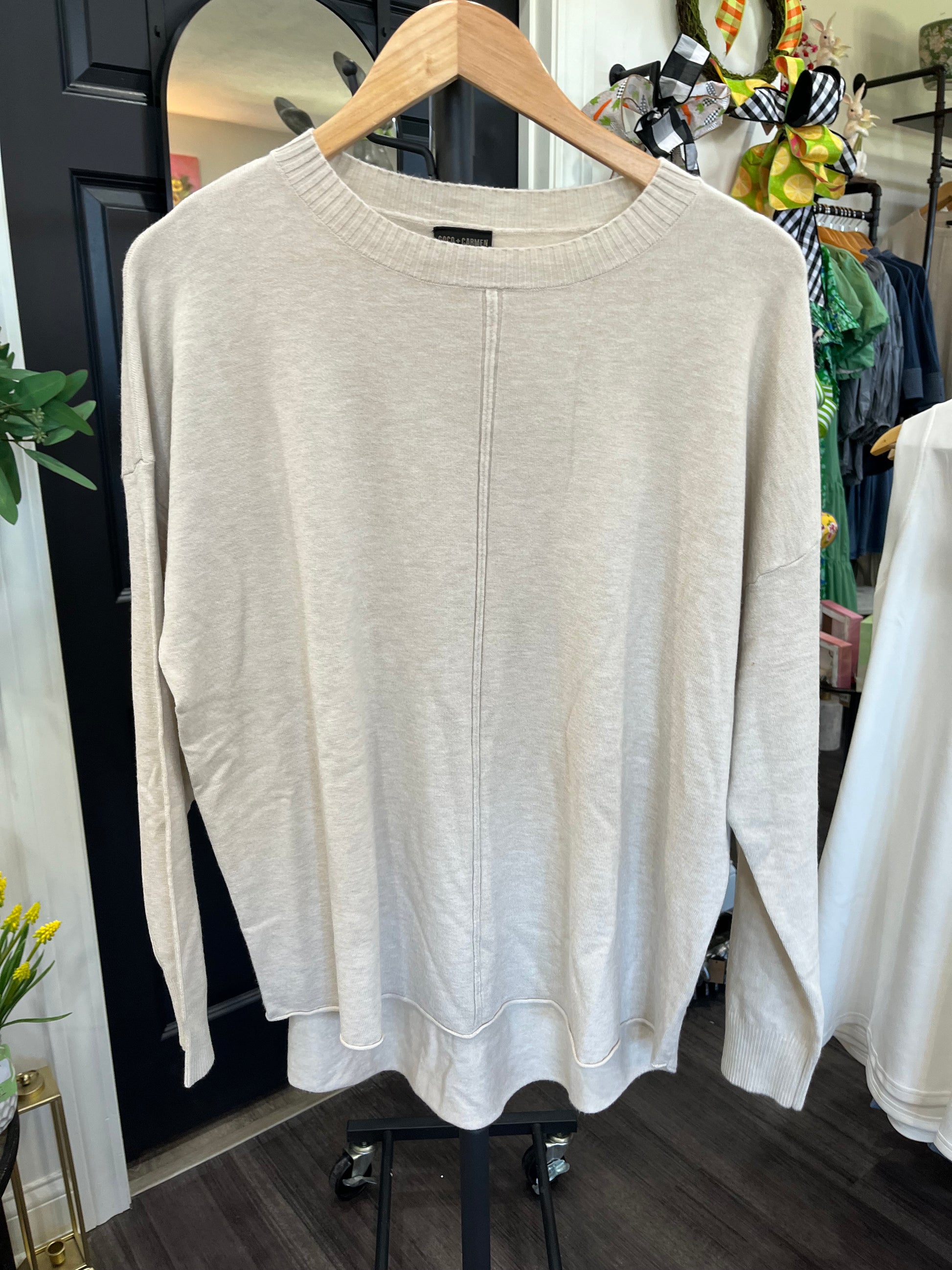 Lightweight Heavenly-Luxe Long Sleeve Sweater with Front Seam