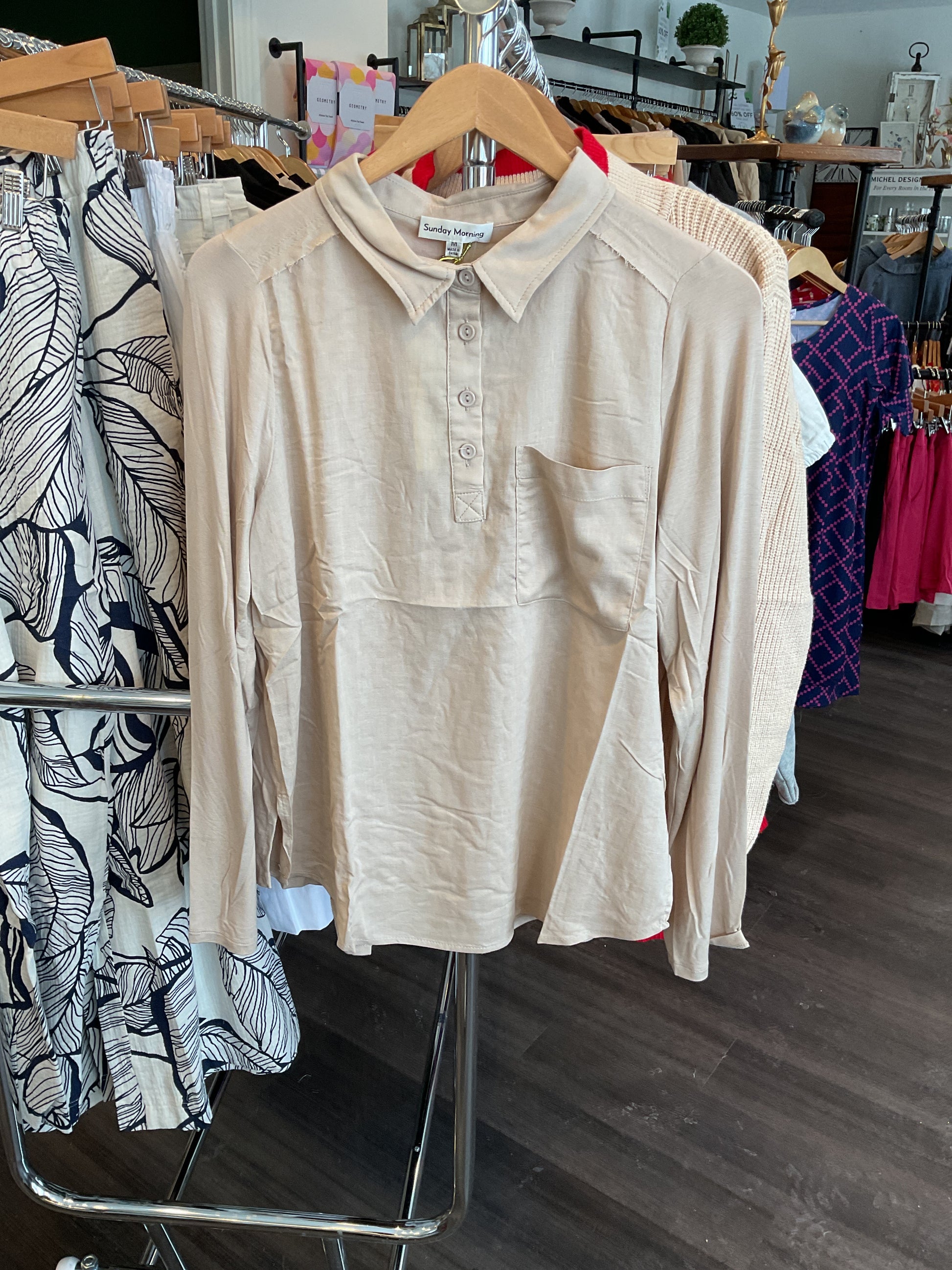 Long Sleeve Contrast Back Top
