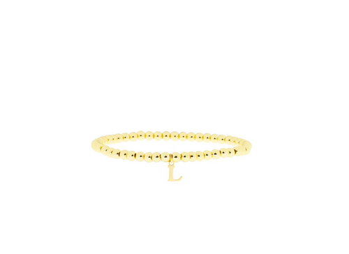 4mm Gold Ball Bracelet- Initial
