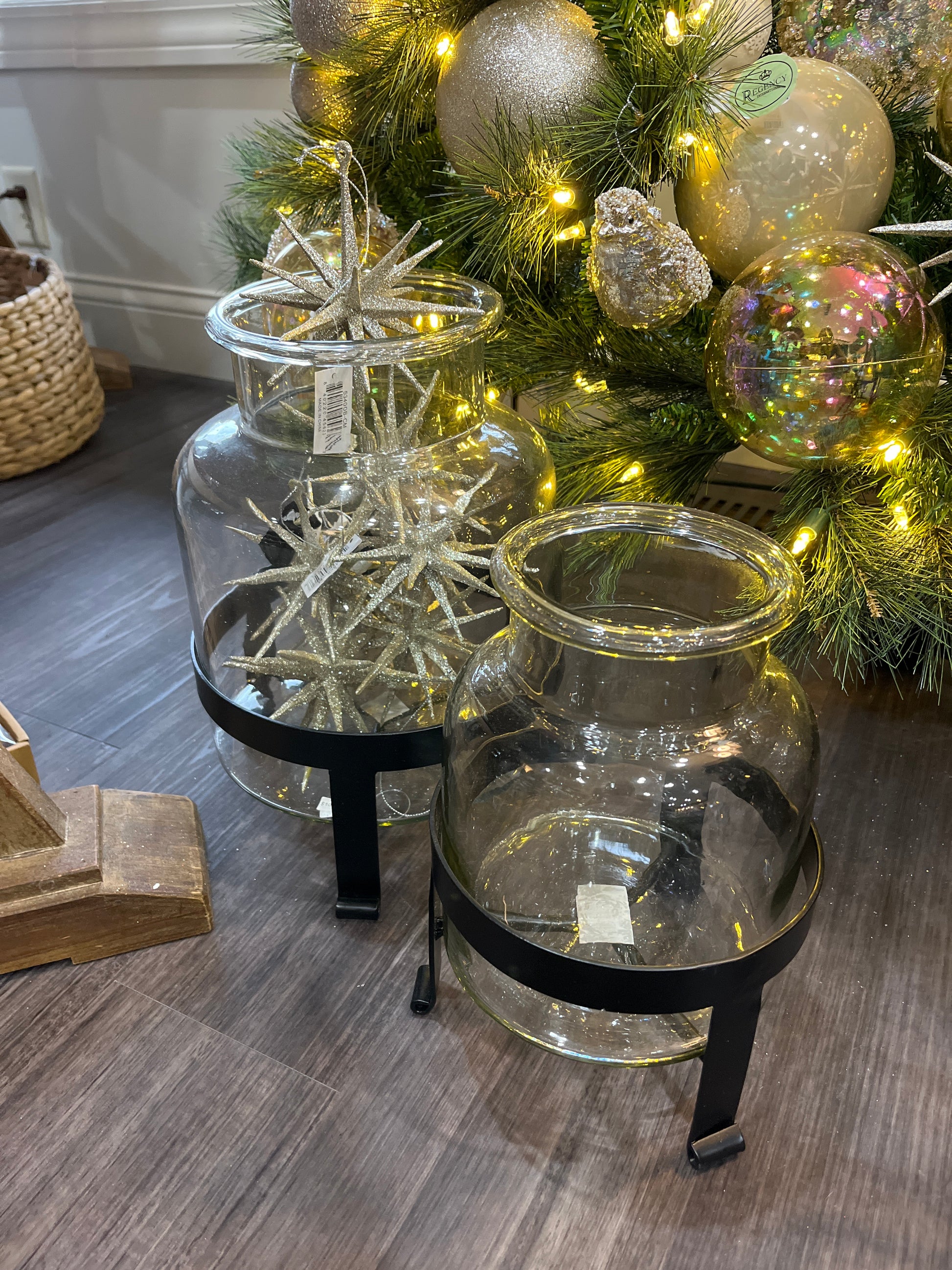 Glass Jars on Black Metal Stands