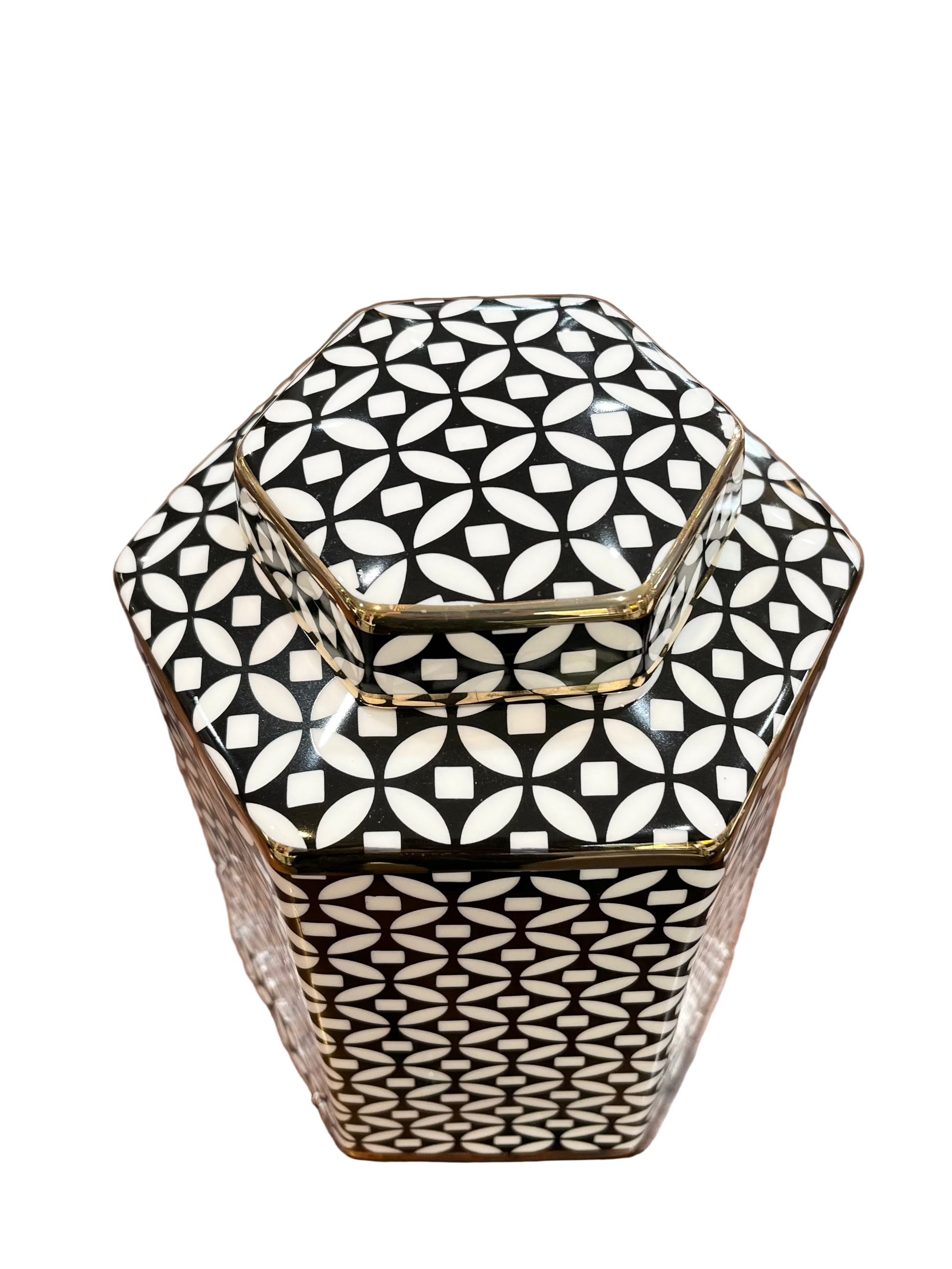 Black & White Jars w/ Lid