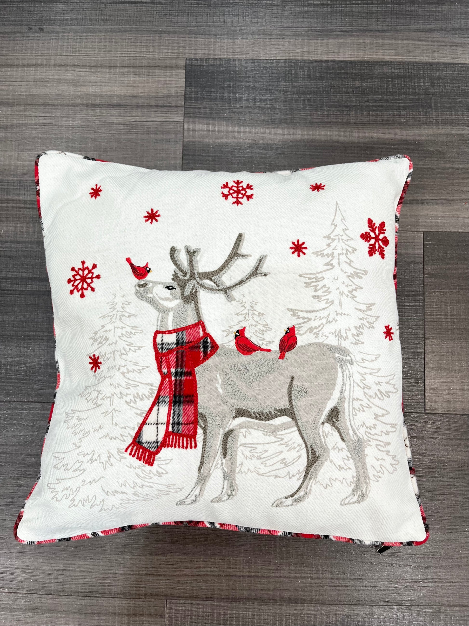 Deer Embroidered Pillow
