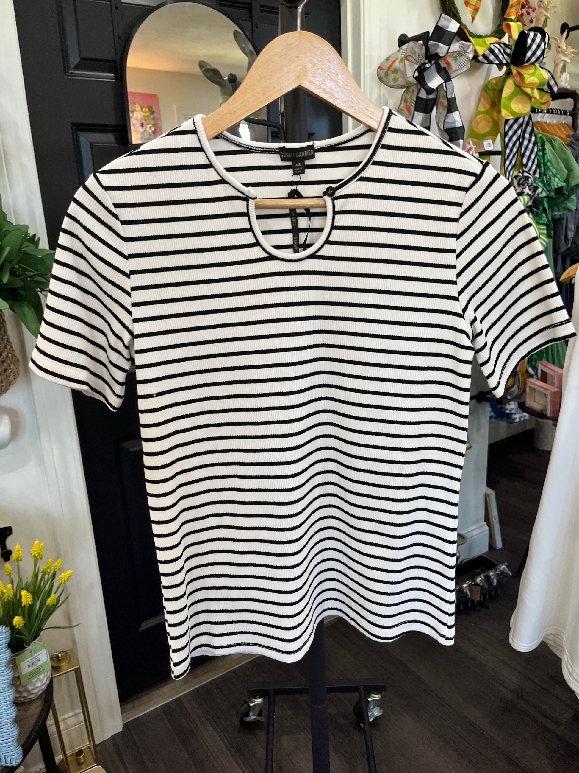 Sara Striped Short Sleeve Top
