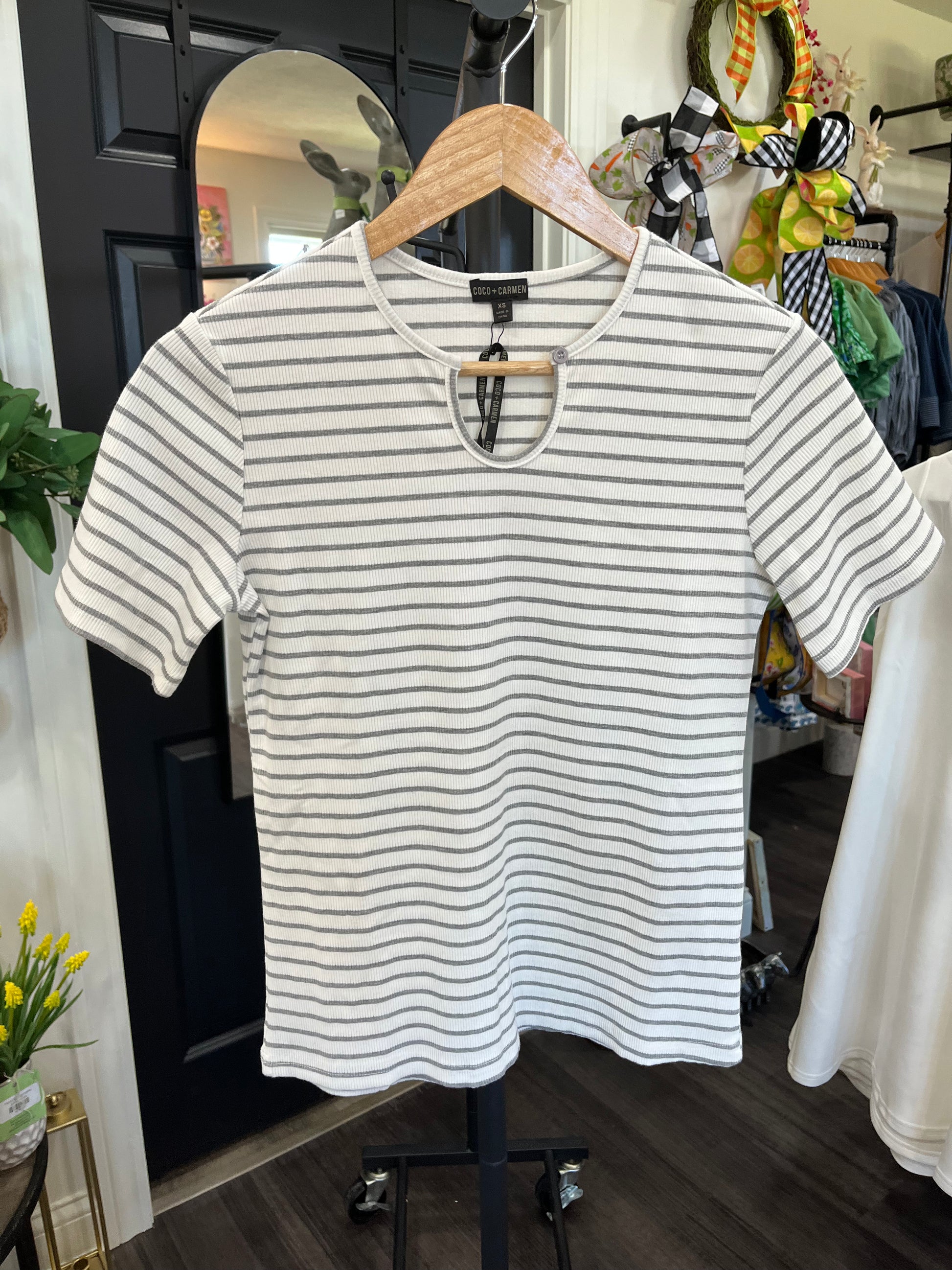 Sara Striped Short Sleeve Top