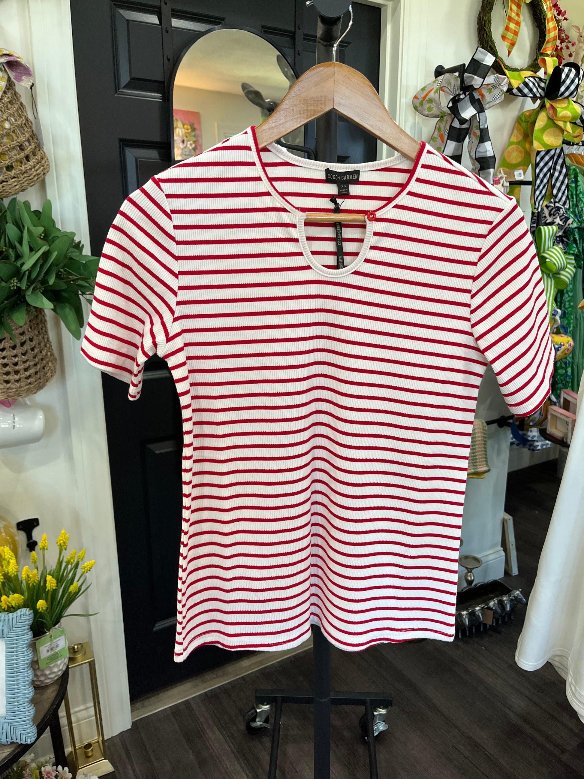 Sara Striped Short Sleeve Top
