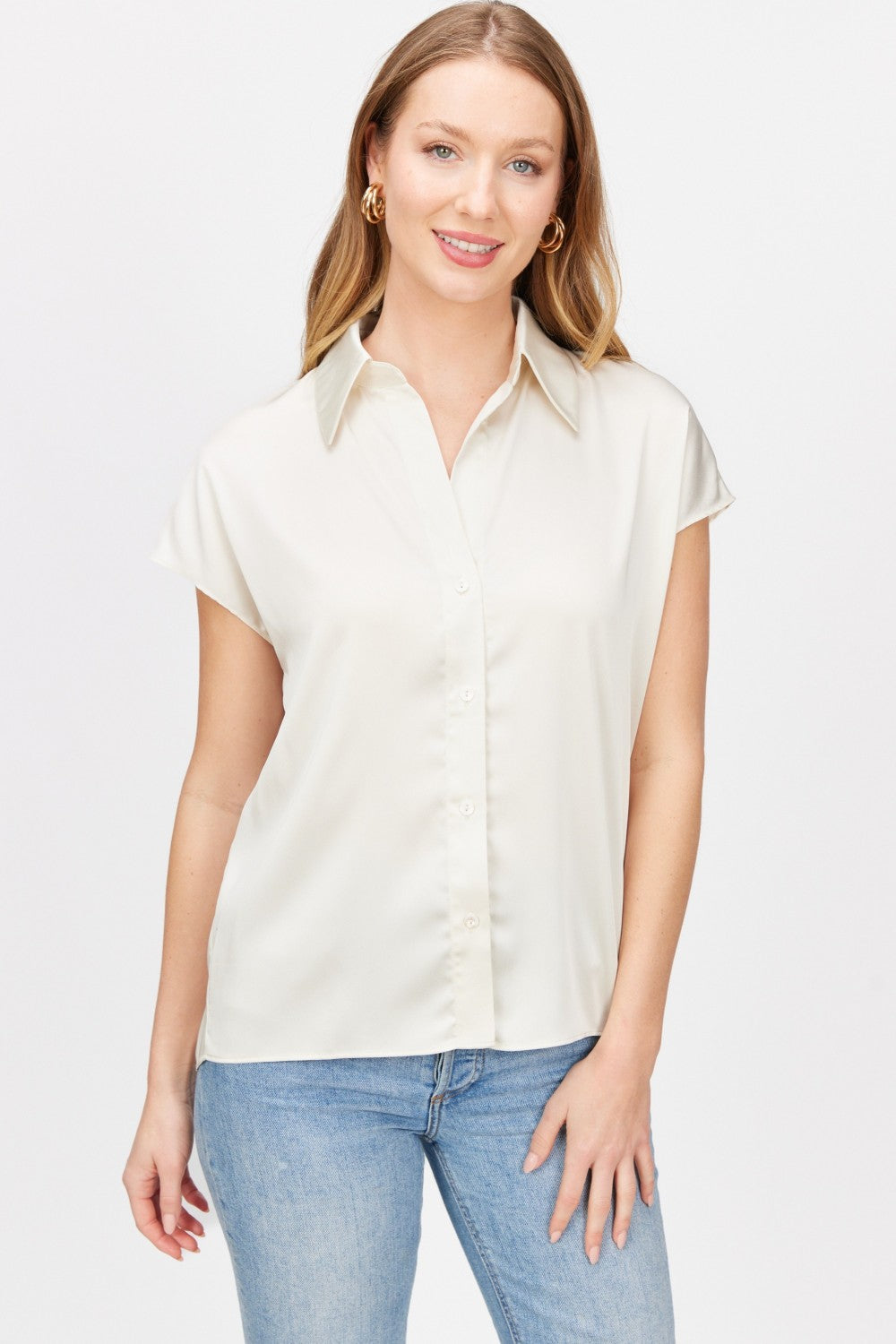 Capped Sleeve Collard Top