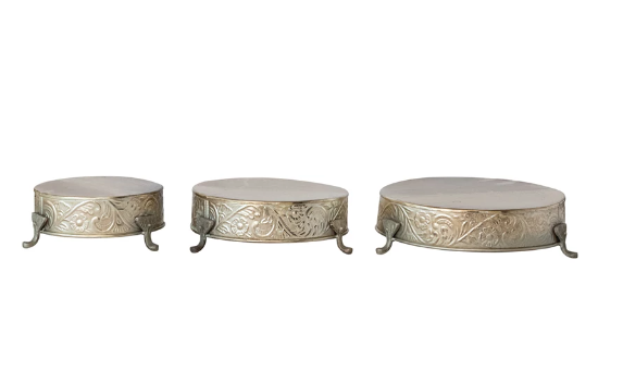 Embossed Metal Footed Pedestals