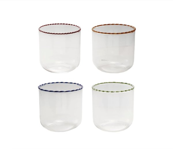 Drinking Glass with Striped Rim