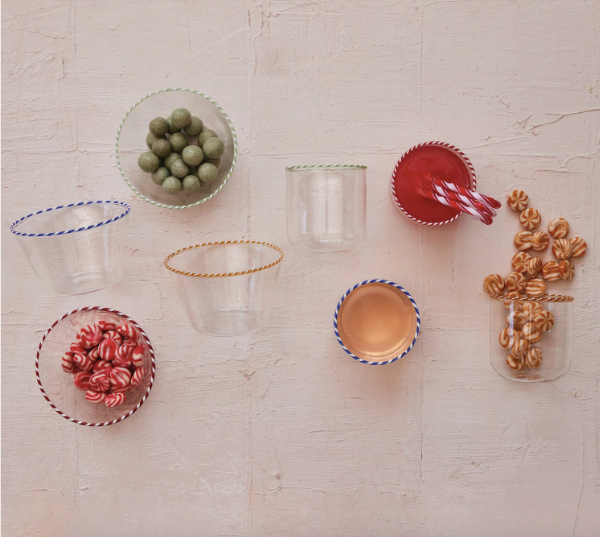 Drinking Glass with Striped Rim