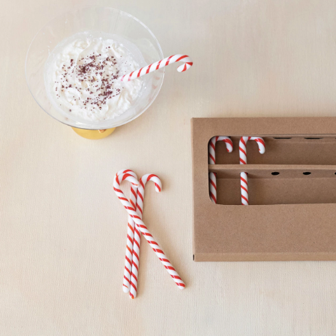 Glass Candy Cane Shaped Stir Sticks