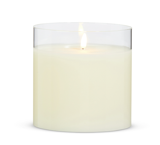 Clear Glass Ivory Pillar Candle
