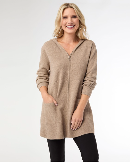 Heavenly Luxe Zip Front Hooded Cardigan w/ Pockets