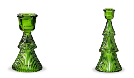 Glass Ribbed Tree Taper Holder