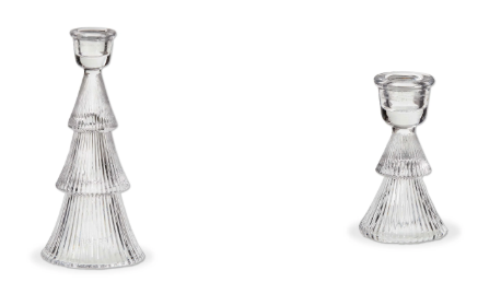 Glass Ribbed Tree Taper Holder