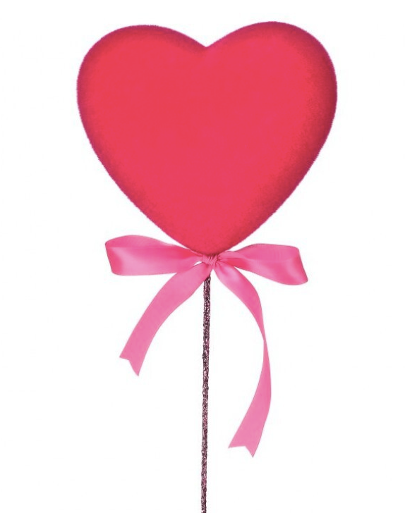 18" Flocked Solid Heart Pick