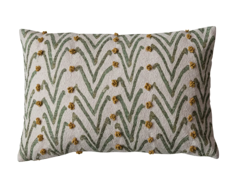 Woven Cotton Blend Printed Lumbar Pillow