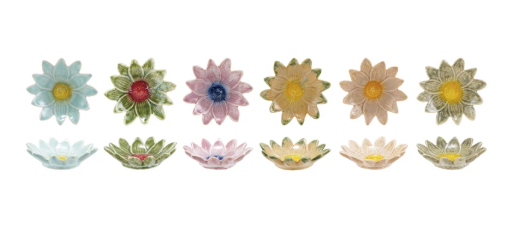 Stoneware Flower Shaped Dish, Reactive Glaze