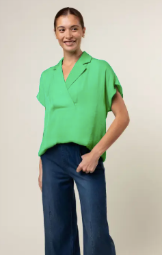 Short Sleeve Convertible Collar Blouse