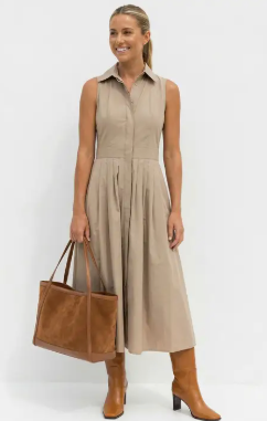 Sleeveless Midi Shirt Dress