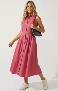 Sleeveless Midi Shirt Dress