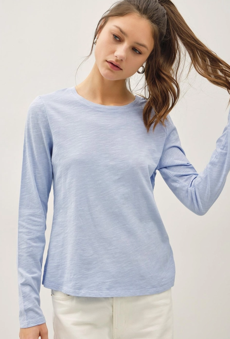 Cotton Slub Crewneck Long Sleeve