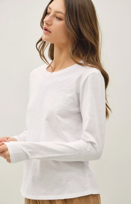 Cotton Slub Crewneck Long Sleeve