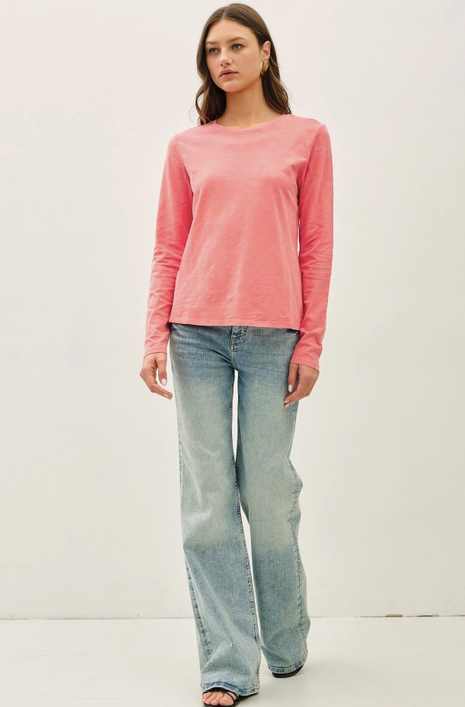 Cotton Slub Crewneck Long Sleeve