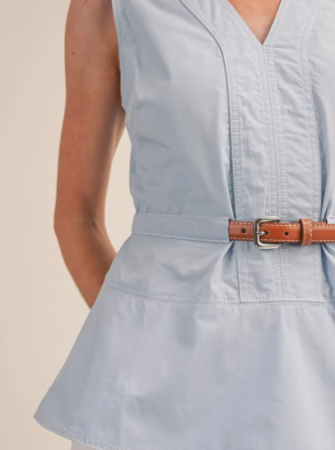 Sleeveless Belted Peplum Top