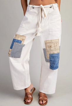 Mineral Washed Patchwork Pants