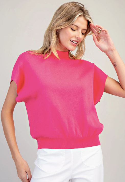 Mock Neck Short Sleeve Top