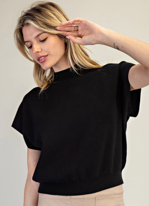 Mock Neck Short Sleeve Top