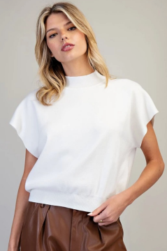 Mock Neck Short Sleeve Top
