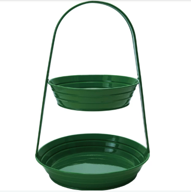 Decorative Metal Ribbed 2-Tier Tray