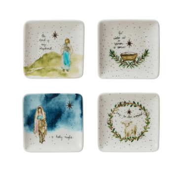 Dish w/ Mary, Jesus, Lamp, and Shepard