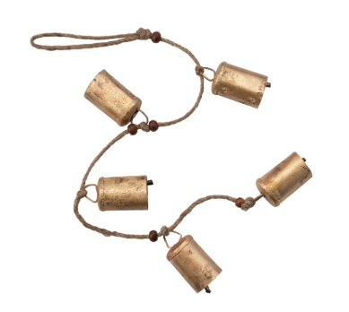 Hanging Metal Bells with Wood Beads