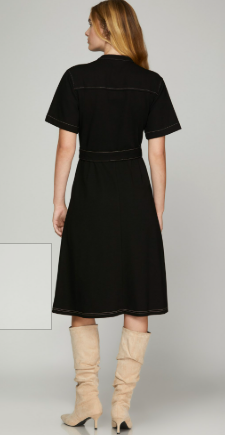 Black Knit Button Down Dress