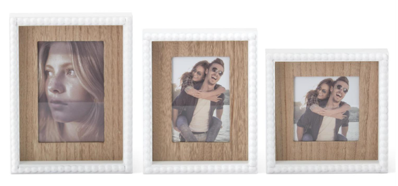 White Beaded Trim Photo Frame