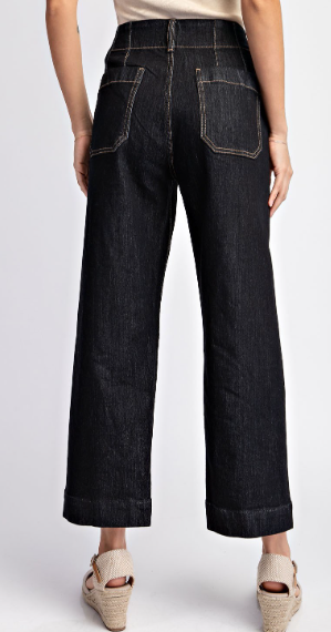 Black Denim Cropped Pants