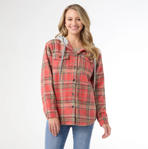 Quinn Hooded Plaid Shacket