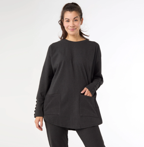 Weekend Brushed Sweater with Button Back