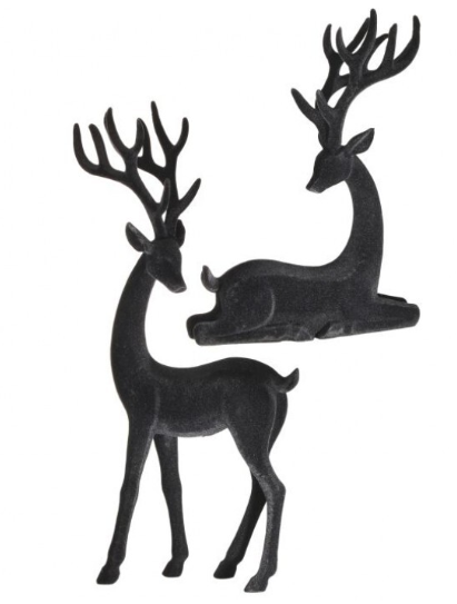 Flocked Deer- Black